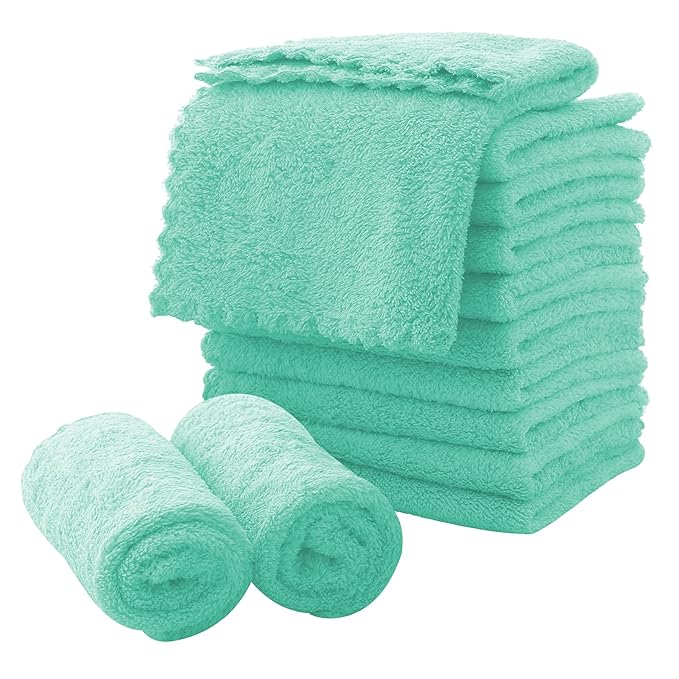 MOONQUEEN Microfiber Facial Cloths Fast Drying Washcloth 12 Pack