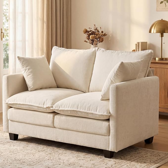 Loveseat Sofa with Cloud 3-Layer Cushion & 27" Deep Seat, Modern Small Couch