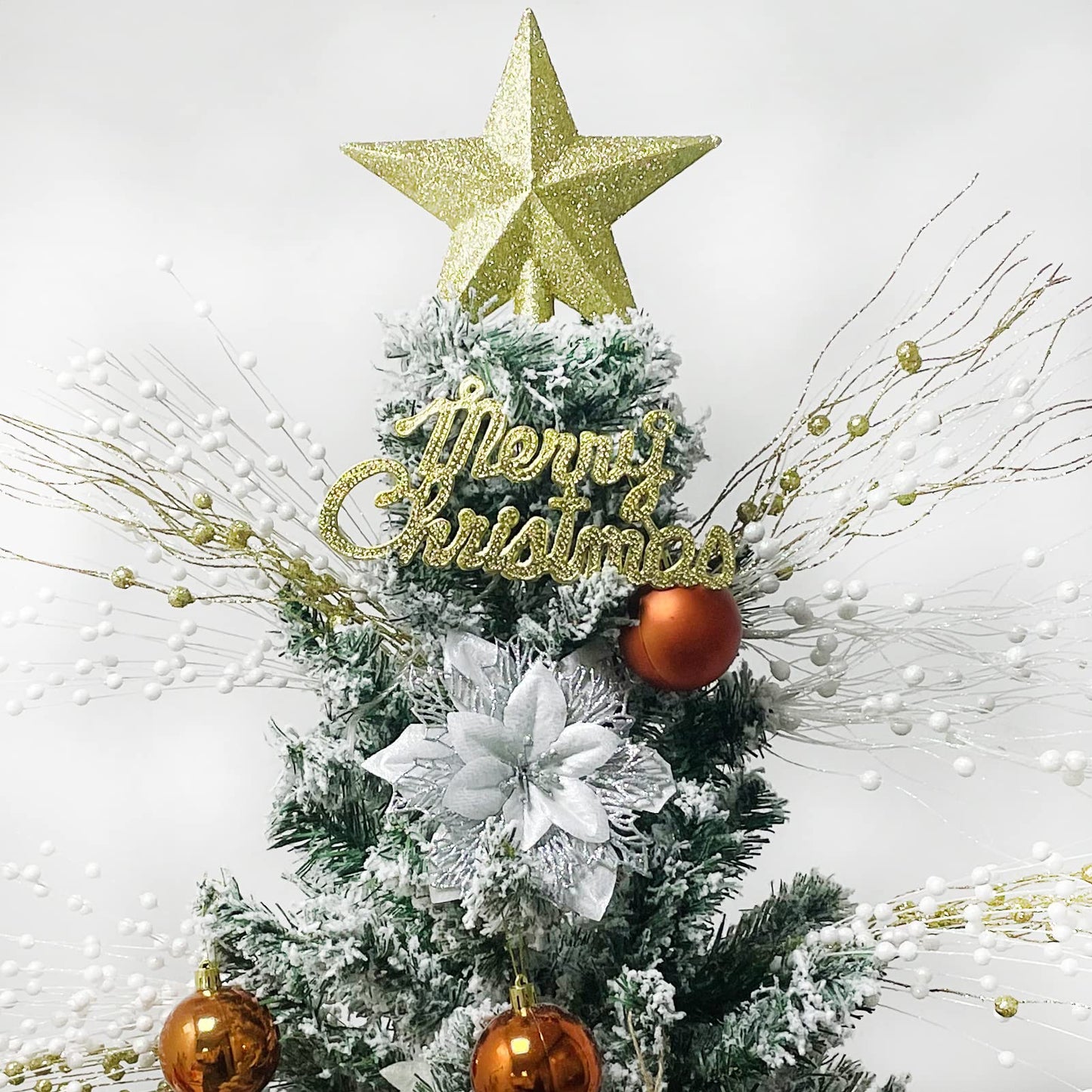 Losris Christmas Artificial Glitter Berry Stem Decorations Decorative Bead Sticks Xmas Picks Glittery Twigs Branches for Christmas Tree Wreath Gift Vase Decor Party Ornaments White 24 PCS