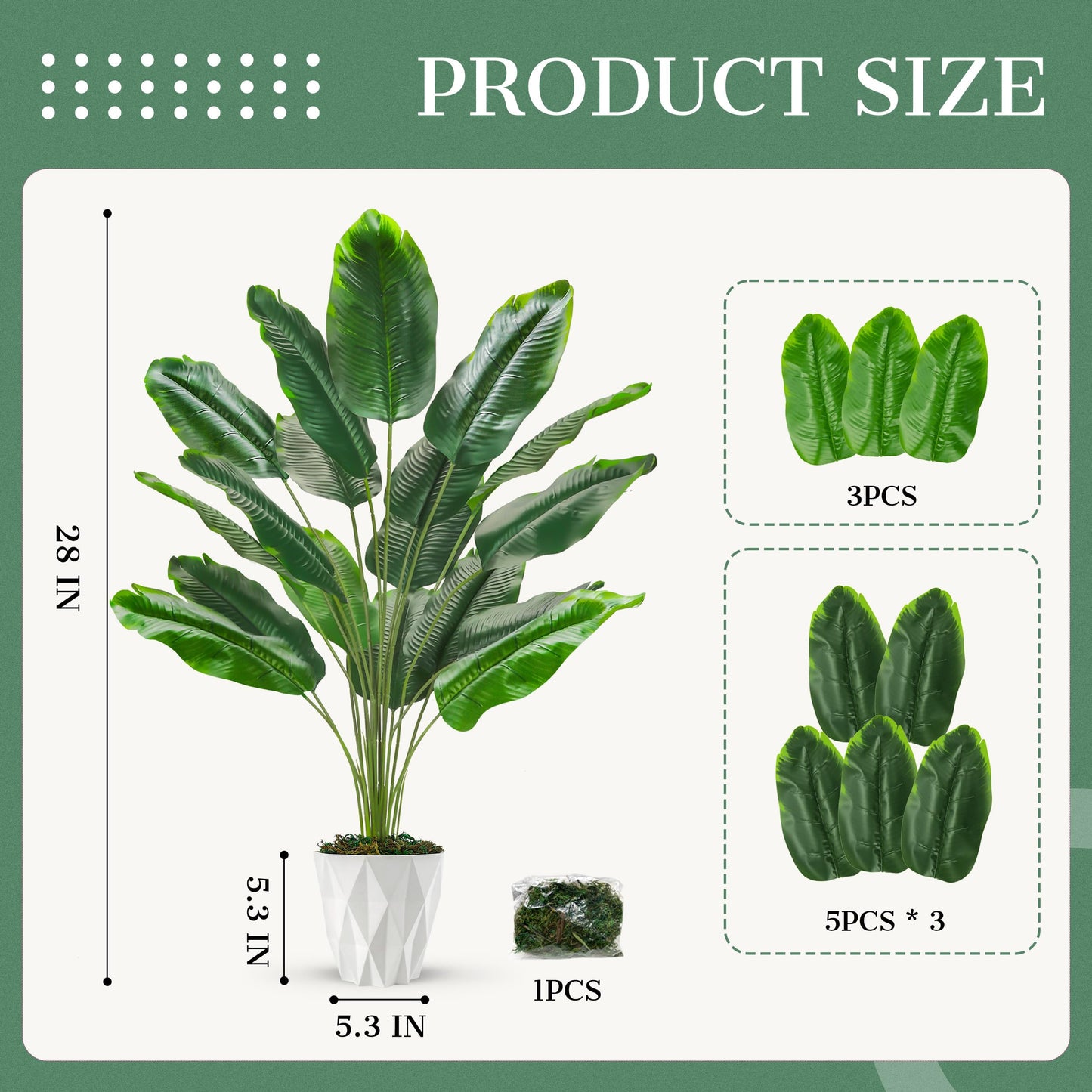Der Rose Tall Fake Plants 28" Artificial Potted Tropical Faux Plants Banana Tree Indoor for Home Office Living Room Balcony Decor
