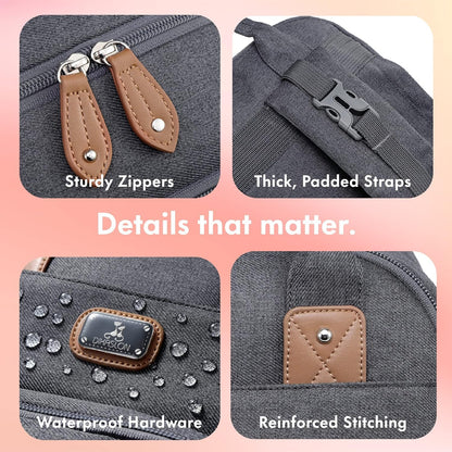 Dikaslon Baby Changing Bag Backpack, Large Baby Bag for Mum and Dad with 19 Pockets, Spacious Nappy Changing Bags with Mat, Pacifier Holder, Stroller Straps, Durable Polysteer (Dark Grey)