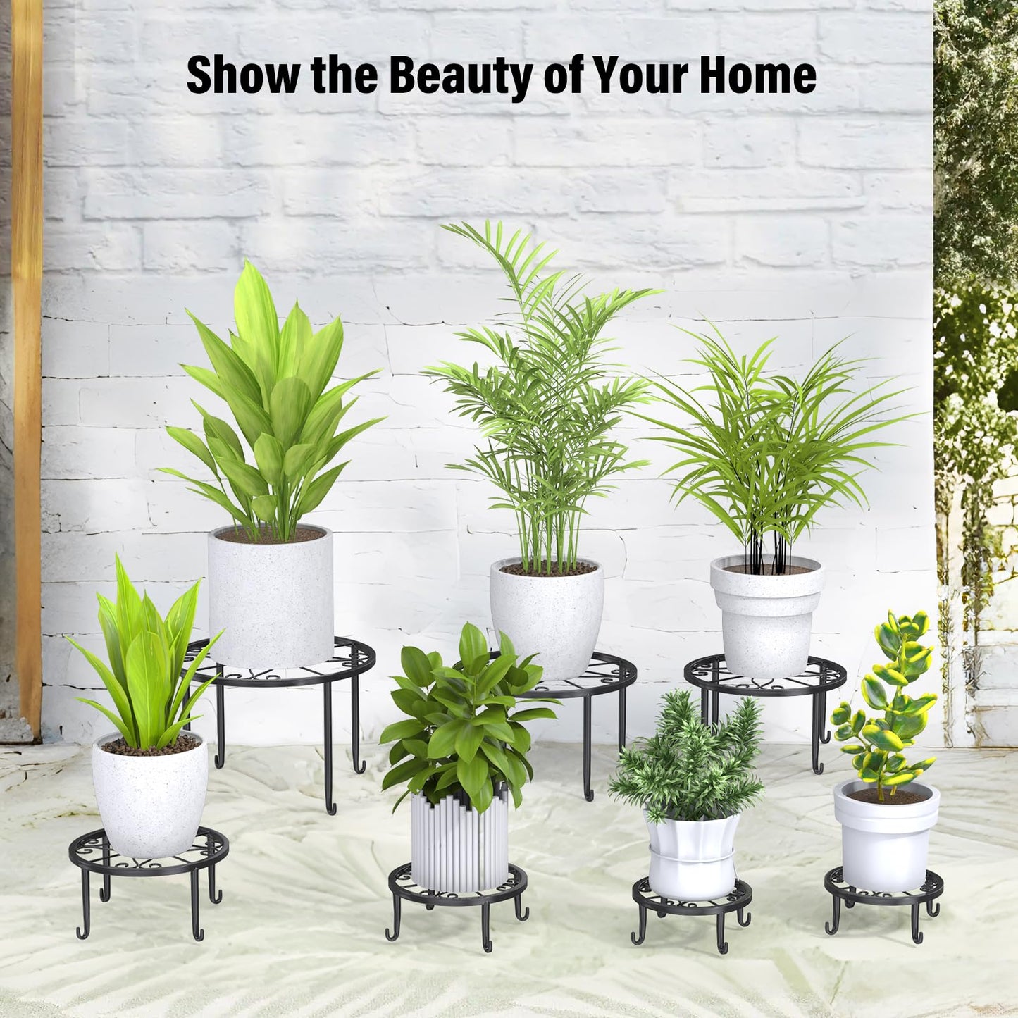 ORNQZ ANXI 7 Pack Metal Plant Stands, Anti-Rust Plant Holder Outdoor Flower Pot Stands, Indoor Plant Stands for Patio, Heavy Duty Plant Shelf Multiple Plant Display for Home, Garden