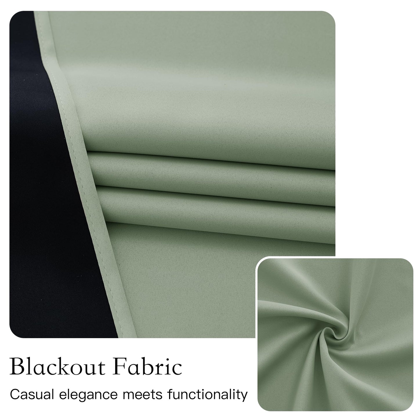 NICETOWN 100% Blackout French Door Curtain Privacy French Door Blinds Light Blocking Curtain for Sliding Glass Christmas Window Thermal Insulated Tie Up Shade, 30x72 Inches, 1 Panel, Sage Green