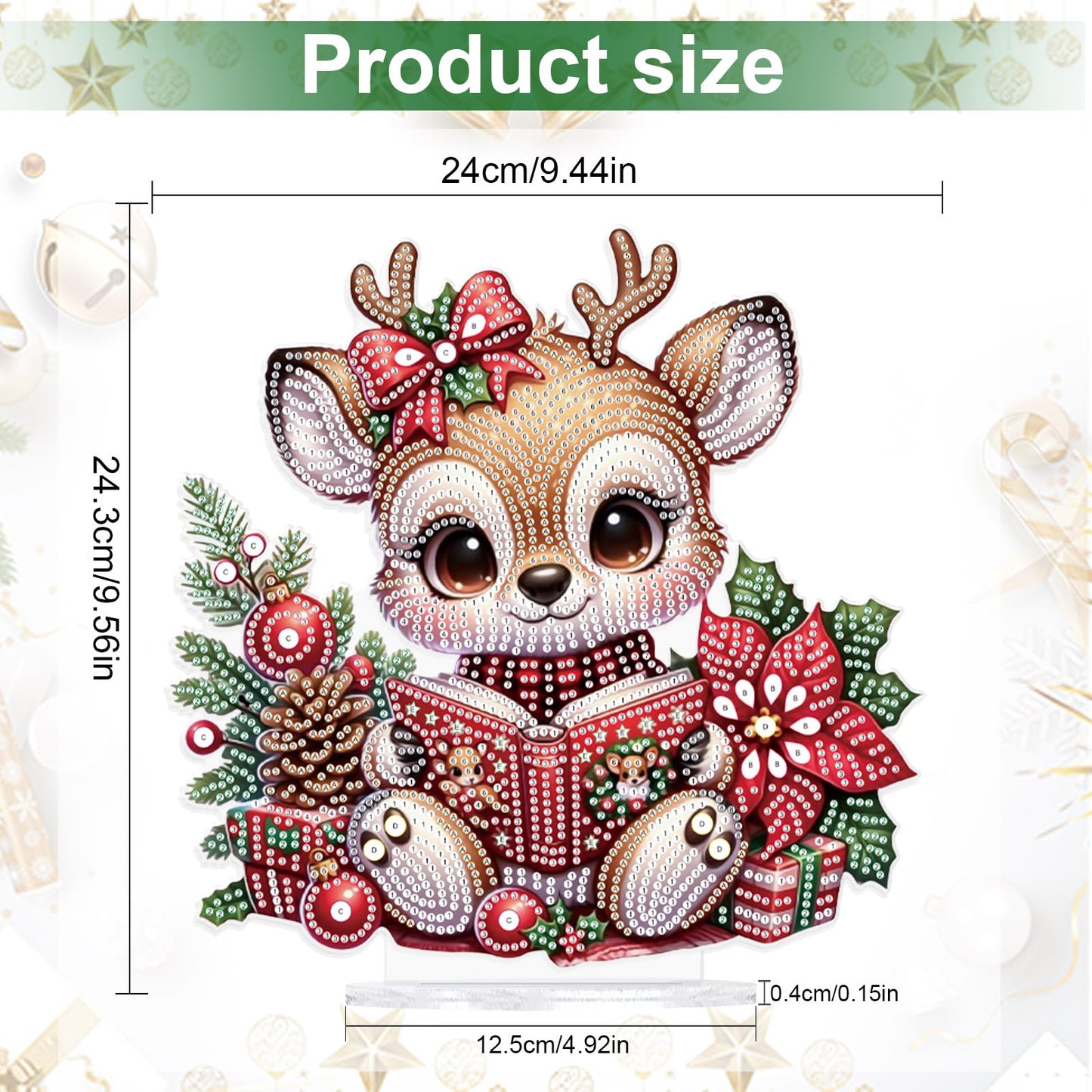 Christmas Diamond Painting Kits Tabletop decoration, DIY Reindeer, 5D Diamond Art Home Ornament By Number Mosaic Arts Crafts For Home Office acrylic Tabletop Decor for Xmas Home Decor, New Year Gift