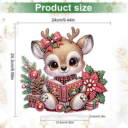 Christmas Diamond Painting Kits Tabletop decoration, DIY Reindeer, 5D Diamond Art Home Ornament By Number Mosaic Arts Crafts For Home Office acrylic Tabletop Decor for Xmas Home Decor, New Year Gift