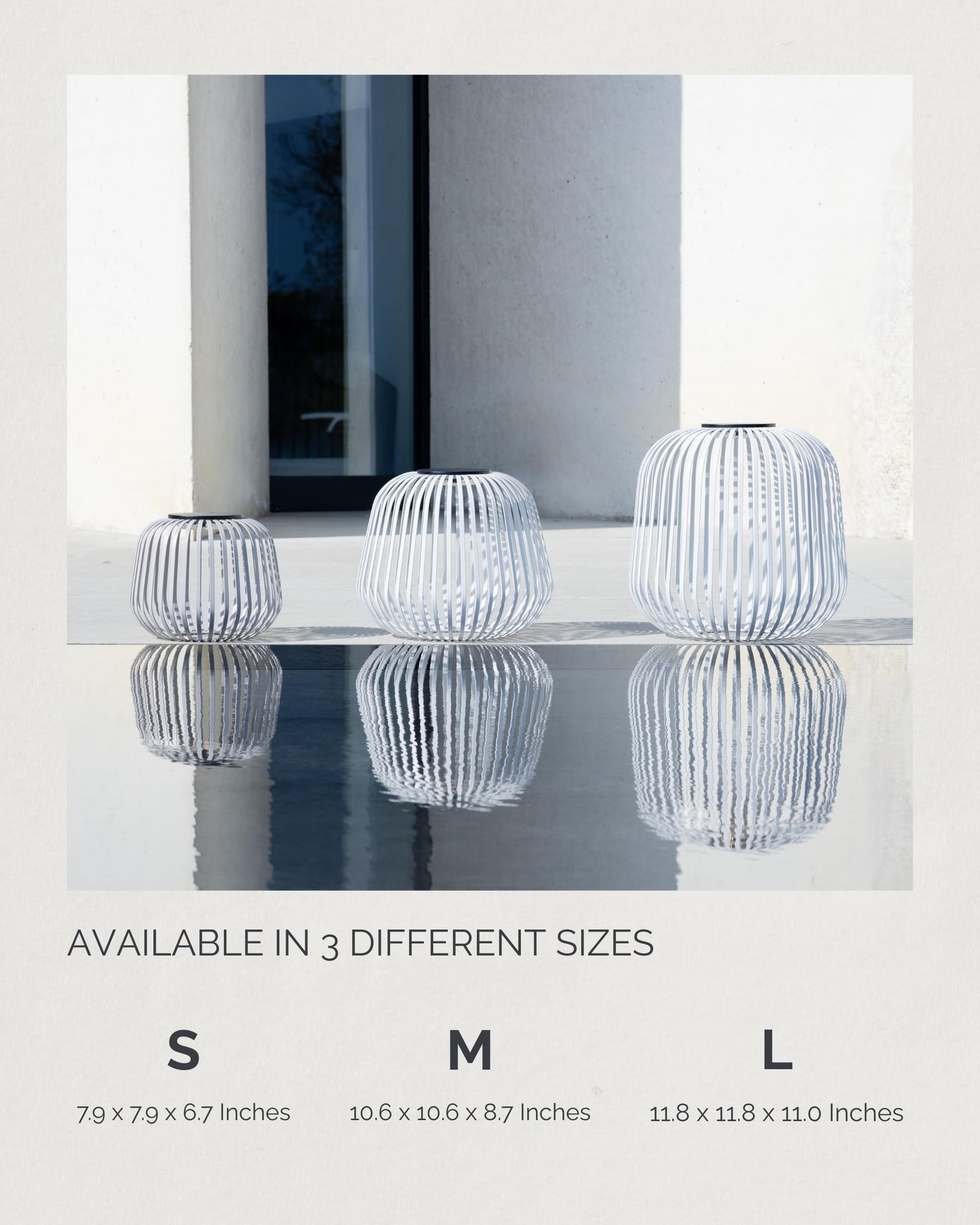 LUUK Studio Solis Wireless Solar LED Accent Lamp, Warm White Dimmable Light, Water Resistant, Indoor Outdoor Use, USB-C Rechargeable, Living Room, Patio, Soft Luxury Style, White, Size L