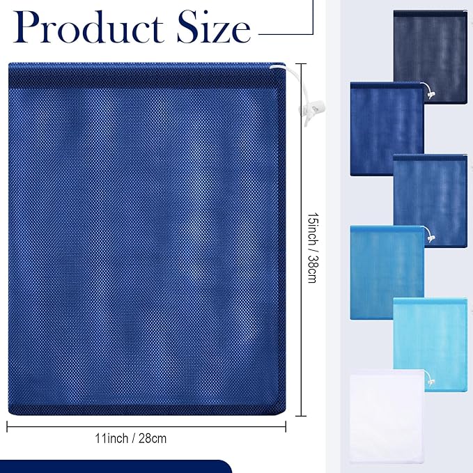 Frienda 6 Pieces Mesh Stuff Sack, 11 x 15 Inch Durable Nylon Drawstring Laundry