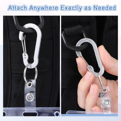 4PCS ID Holder Keychain with Stretchable Spiral Wristband and Carabiner Clip, Transparent Card Holder Keychain, Retractable Wrist Coil ID Badge Holders for Gym Sports Camping Women Men