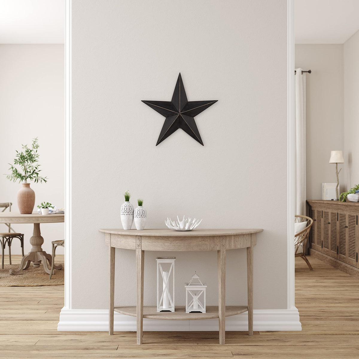 The Hearthside Collection CWI Gifts Metal Barn Star - 12" Galvanized Hanging Star - Farmhouse Wall Decor - Black - 1, 12 X 12 X 2