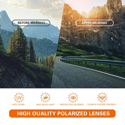 suoso Sports Polarized Sunglasses for Men: TR90 UV400 Protection Sun Glasses Womens Wrap Around Goggles for Drving Fishing Blue