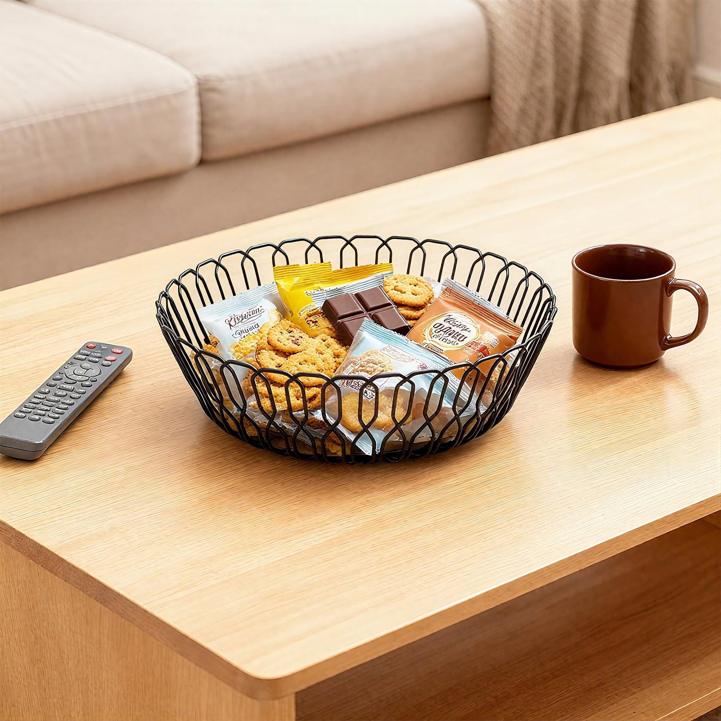 LULARINE Fruit Bowl,Metal Baskets For Home,Metal Wire Fruit Bowl for Kitchen Counter, Countertop, Home Decor, Modern Creative Stylish Black Wire FruitBowl