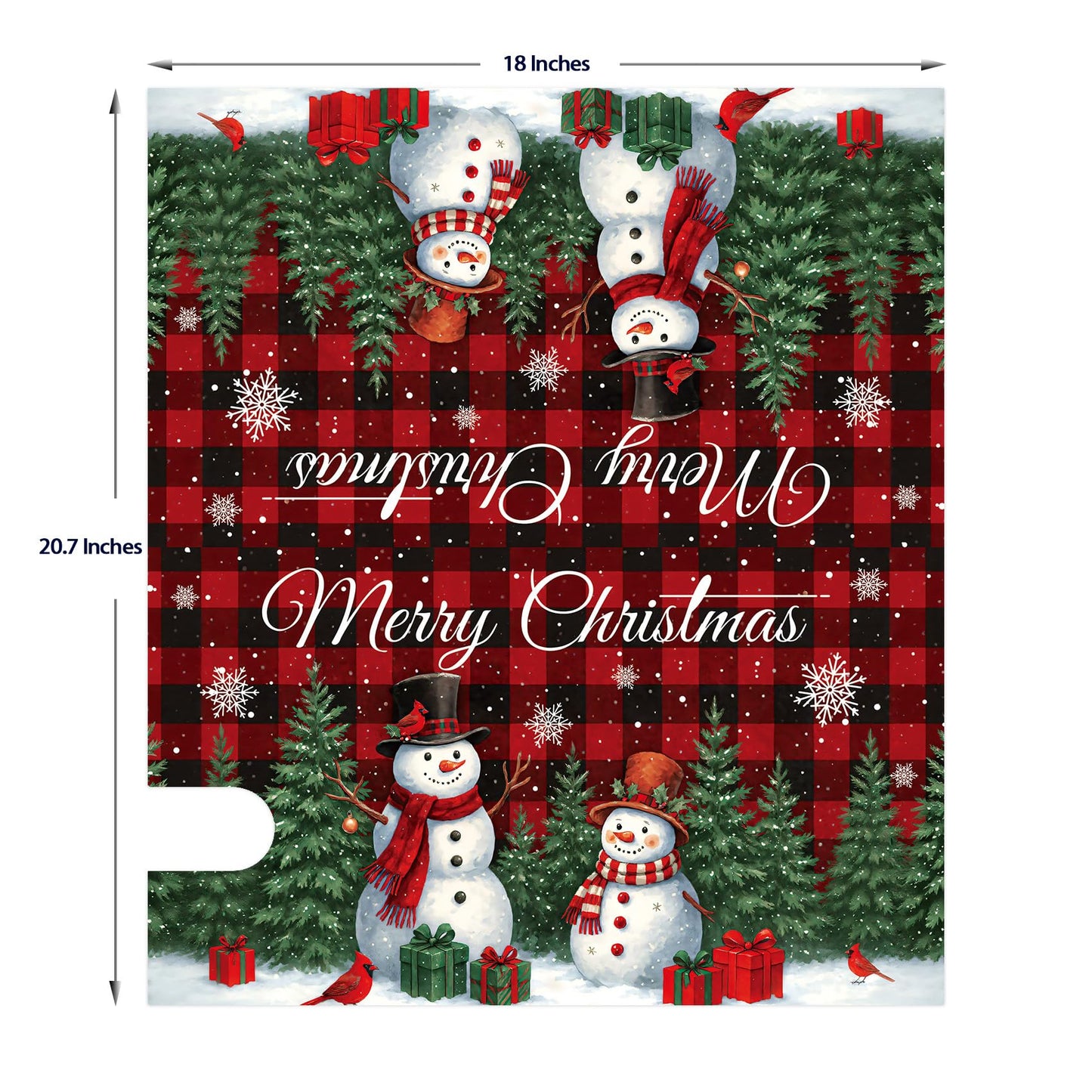 Texupday Merry Christmas Snowman Cardinal Buffalo Plaid Mailbox Cover with Magnetic Strip Winter Holiday Mailbox Wraps Post Letter Box Cover Standard Size 21" X 18" for Garden Outdoor Yard Decor