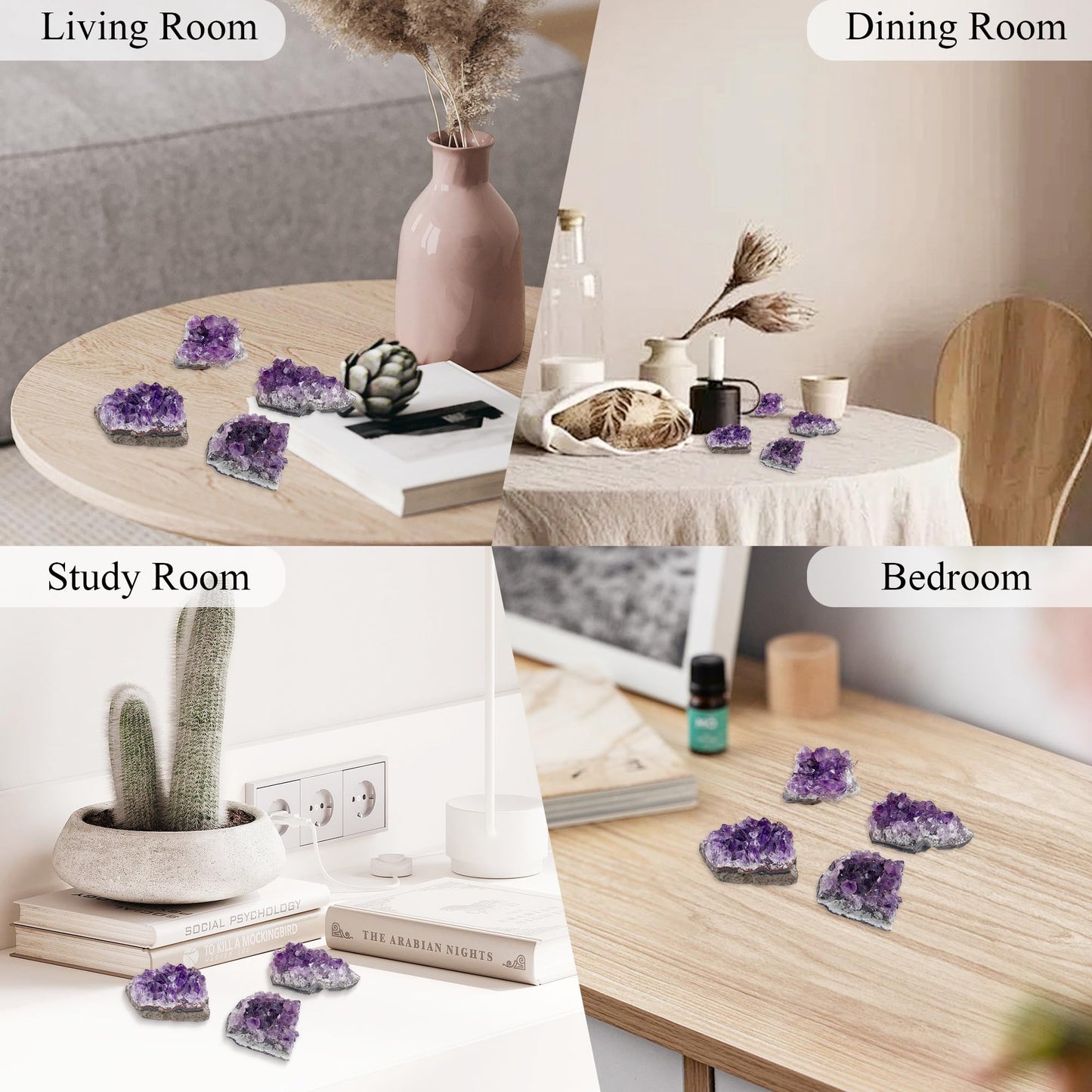 ZHIYUXI Amethyst Crystal Cluster Rock Geode Gemstones Purple Raw Crystals Stone Rock Collection Raw Energy Balance Reiki Home Decor Friendship Gifts for Women 50-70g