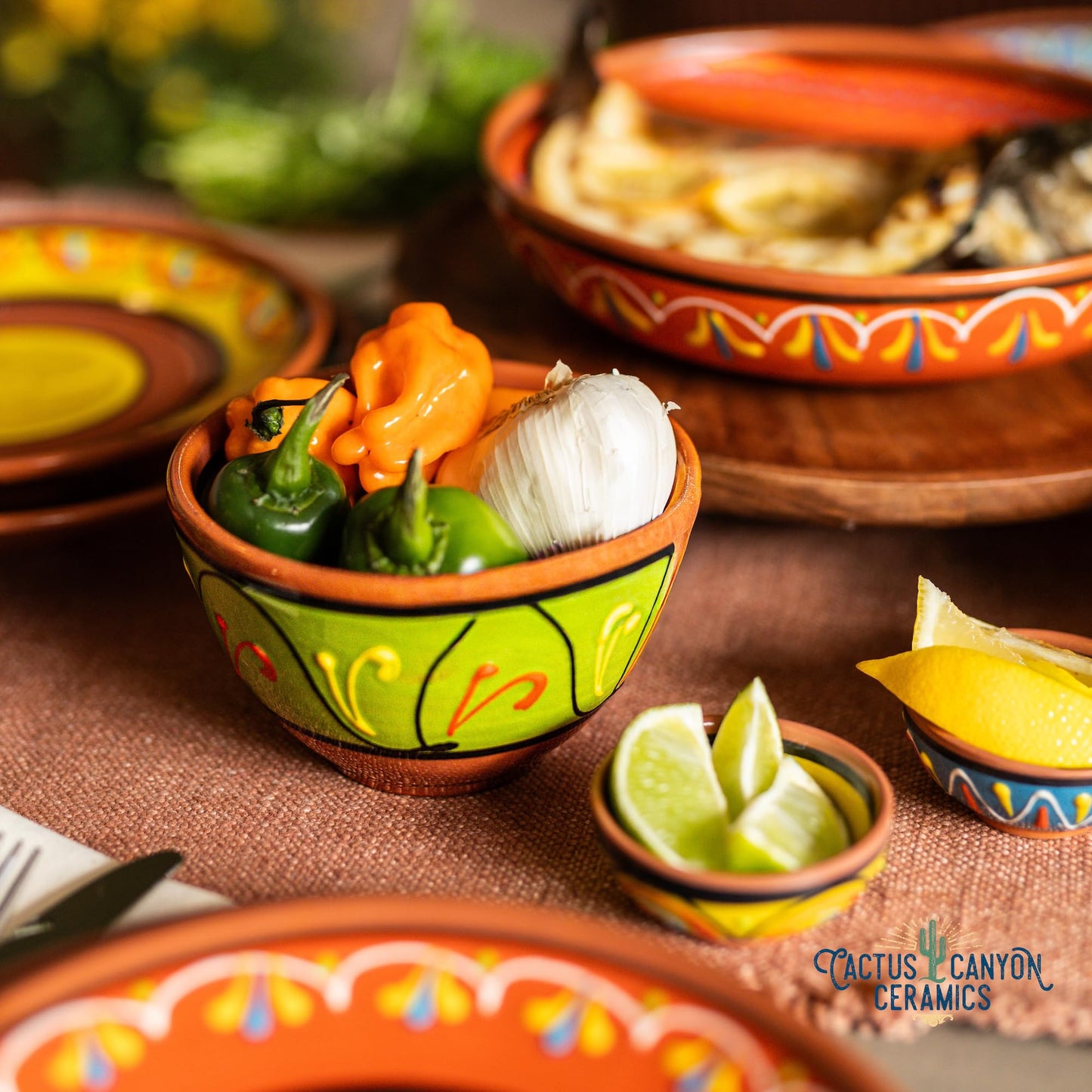 Cactus Canyon Ceramics Spanish Terracotta 5-Piece Tiny Super Small Mini-Bowl (Pinch Bowls) Set, Multicolor