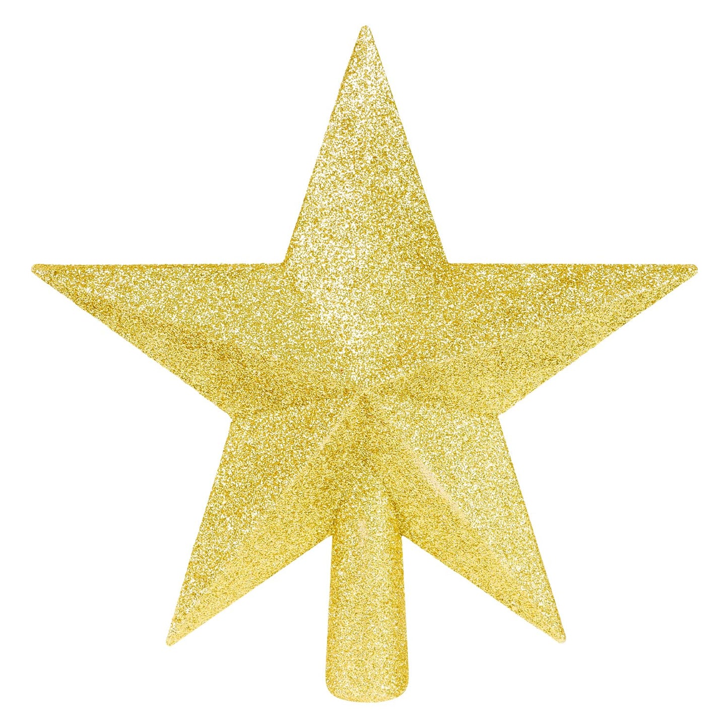 DERAYEE Christmas Tree Topper, 7.9 Inch Gold Christmas Tree Star Tree Topper Glitter Xmas Tree Top Star for Christmas Tree Decoration