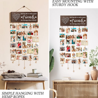 Best Friend Birthday Gifts for Women Teen Girls, Mothers Day Gifts for Best Friend Picture Frame, Long Distance Friendship Gift for BFF Besties Sister Photo Holder Hanging Photo Display Collage Frame