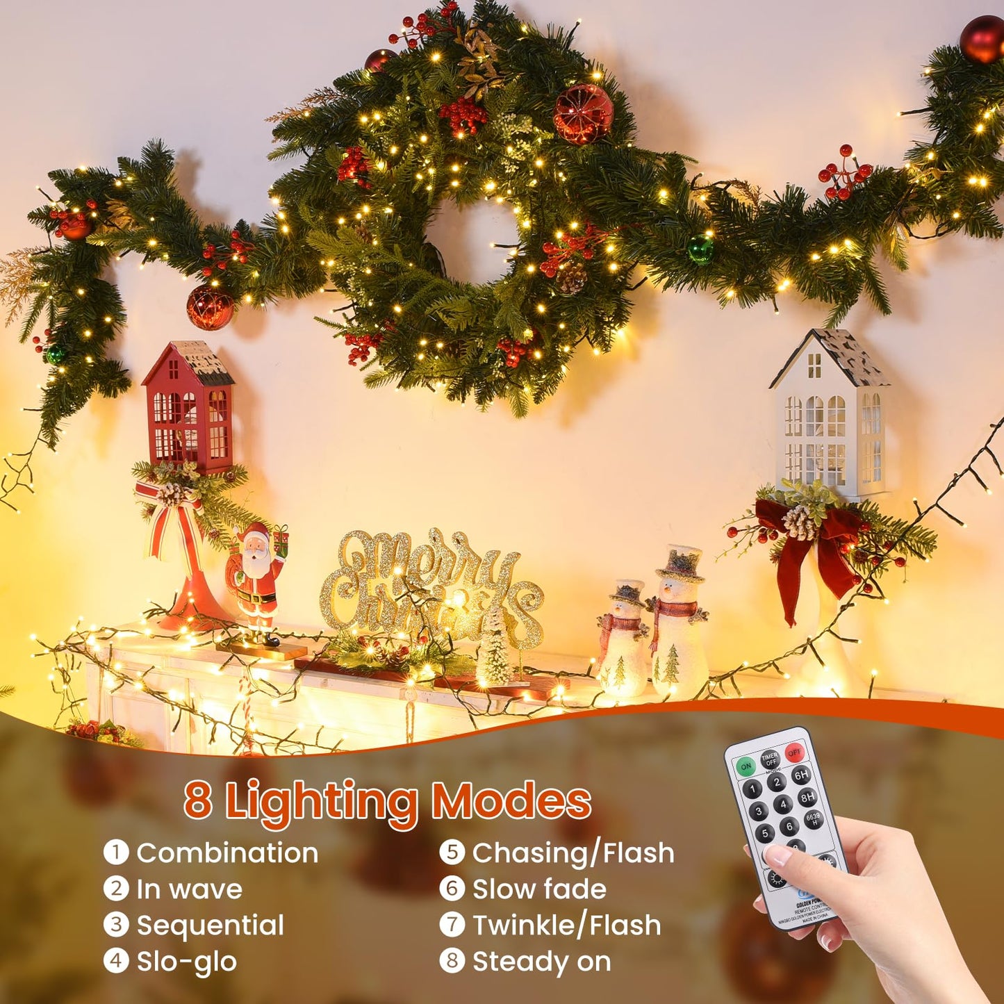 Cluster Lights Christmas 2000 Led Fairy Lights Green Wire 158FT Twinkle Lights with Remote 8 Modes String Lights Timer Plug in Firecracker Fairy Light for Outdoor Valentines Day Decorations,Warm White