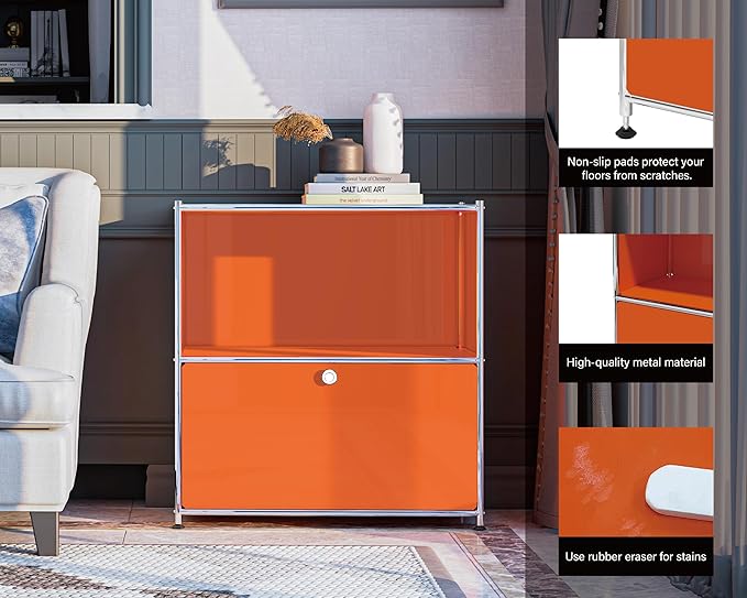 32.5-Inch Flip-Top Side Table & Buffet Cabinet