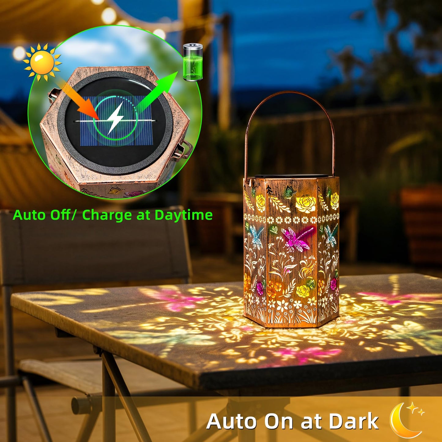 Singingarden Outdoor Gifts for Women - Dragonfly Outdoor Solar Lantern Garden Decor Patio Decor for Yard, Patio, Pathway