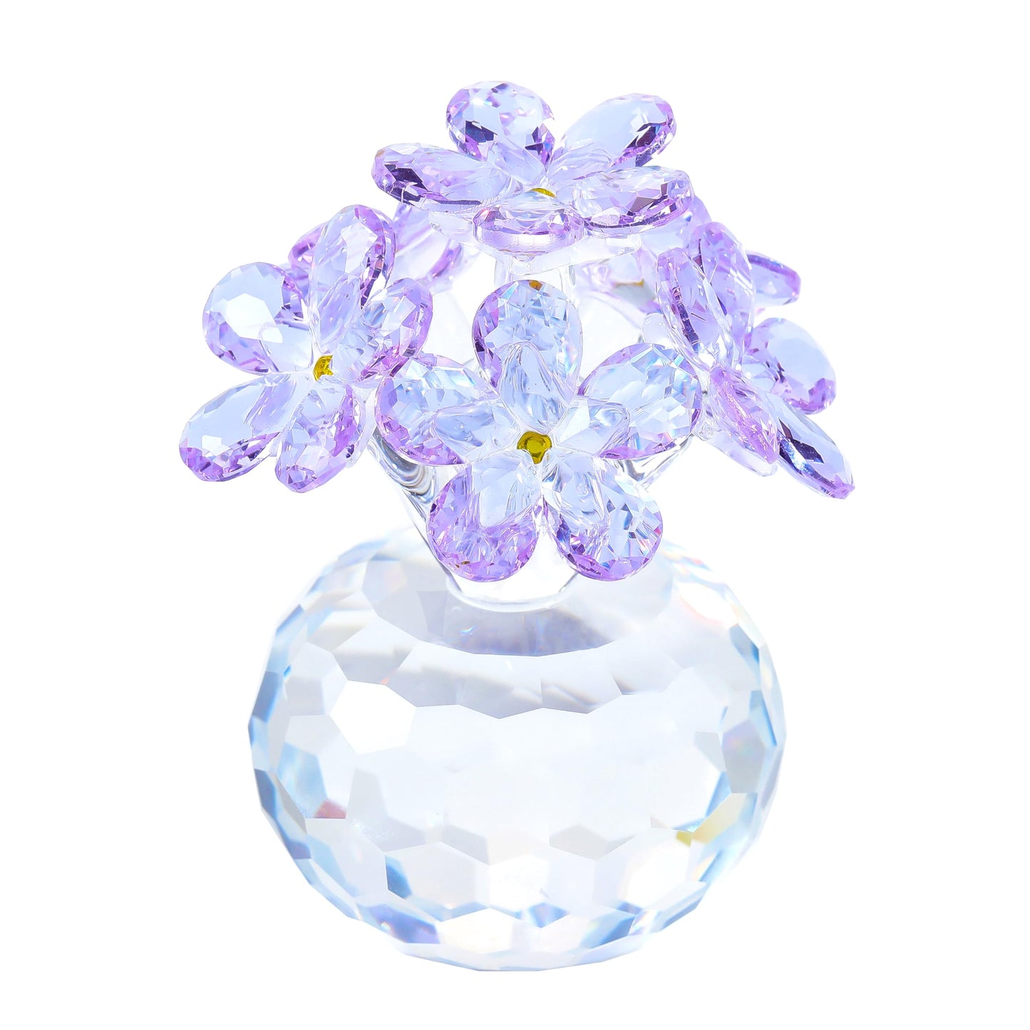Qianwei Purple Crystal Flowers Figurine - Forget Me Not Gifts Sympathy Glass Flowers Collectible Figurines Decor Paperweight Ornament Home Office Table Desk Decorations