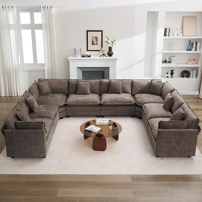 147'' Oversized U Shaped Cloud Sectional Sofa, Chenille Deep Seat Couches
