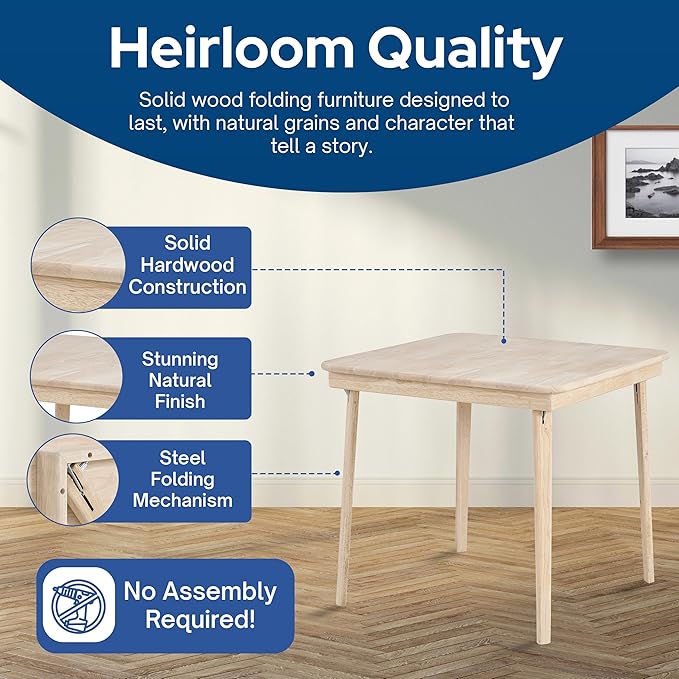 Stakmore Classic Straight Edge Square Folding Card Table 32x32