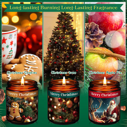 Fullhawl Christmas Gifts Scented Candles Bulk 7 oz Soy Wax Home Floral Holiday Christmas Jar Candles Set Bundle with Gift Boxes Long-Lasting Scents for Women and Mom