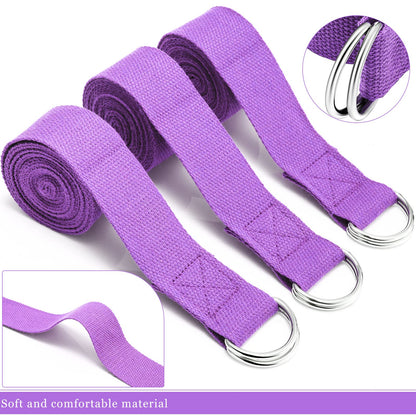 Leyndo 24 Pcs Yoga Strap Stretching Pilates Exercise Adjustable Straps 6 ft Non Elastic Yoga Belt with Adjustable D Ring Buckle for Pilates Gym Workouts Fitness (Purple)