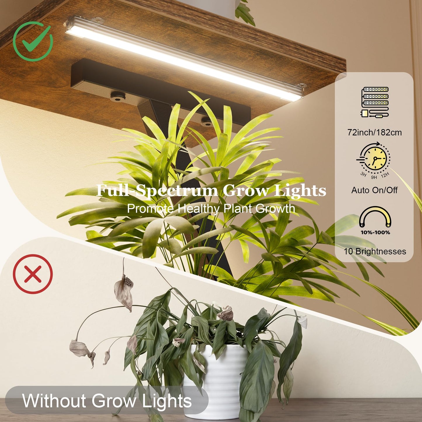 Plant Stand Indoor with Grow Lights - Lighted Indoor Plant Shelf Tall, 61" 7 Tier Large Plant Stands for Indoor Growing, 2 Pack Corner Flower Shelves, Half-Moon Metal Holder for Home Living Room Black
