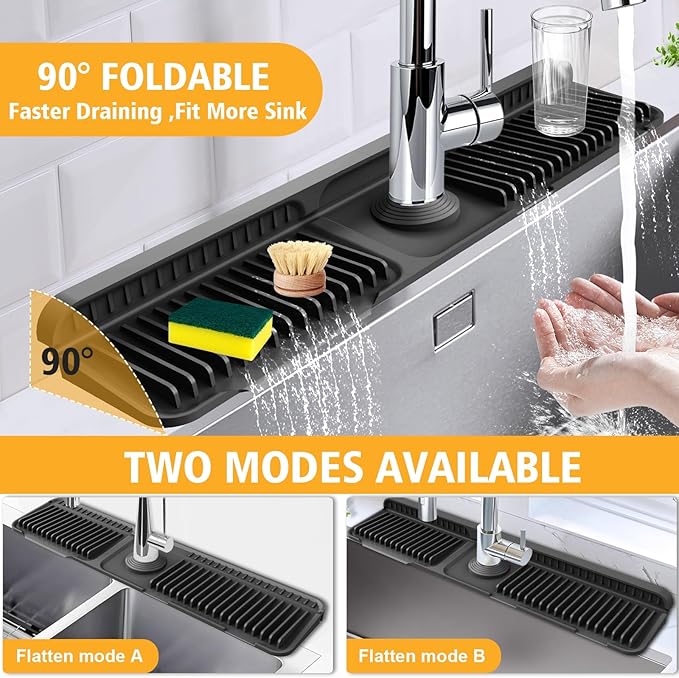 24-Inch Kitchen Sink Splash Guard Mat | 7° Slope