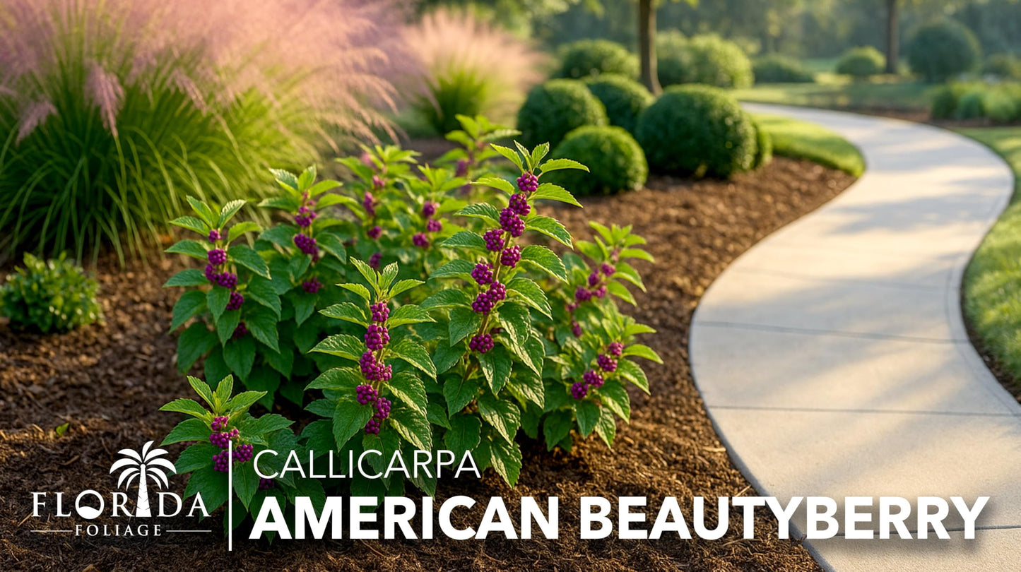 American Beautyberry | 3 Live Plants | Callicarpa Americana | Drought-Tolerant, Vibrant Purple Berries, Attracts Birds & Butterflies | Easy to Grow