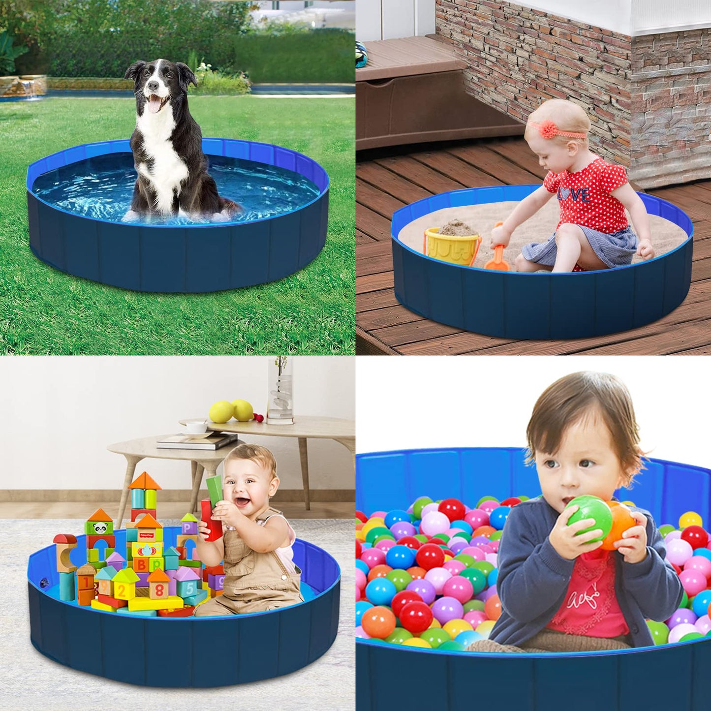 SUNWUKING Collapsible Sand and Water Table for Toddler - Portable Baby Sensory Play Pit with Foldable Design, Summer Fun, Creative Play, Pet Bathing, Ball Pit Games and Small Sandbox - Easy to Store
