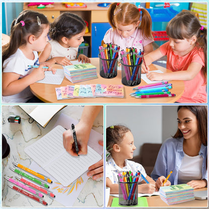 48 Pcs Watercolor Bulk Motivational Pens Inspirational Notepads Set, Pocket Motivational Quote Notebooks Ballpoint Pens, Mini Journals Gift Set for Kids Students Teachers School Office Prizes Supplies