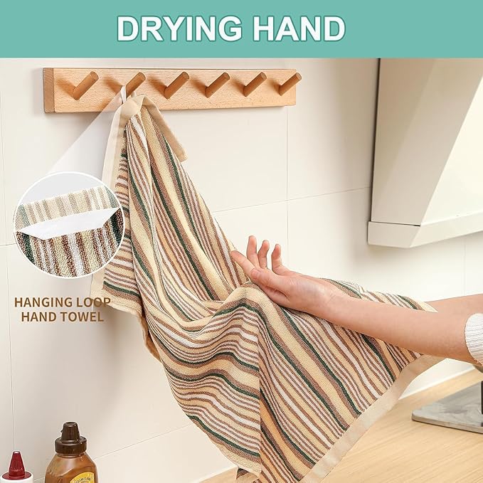 Kitchen Dish Towels for Drying Dishes, Large Cotton Kitchen Towels, Stripped