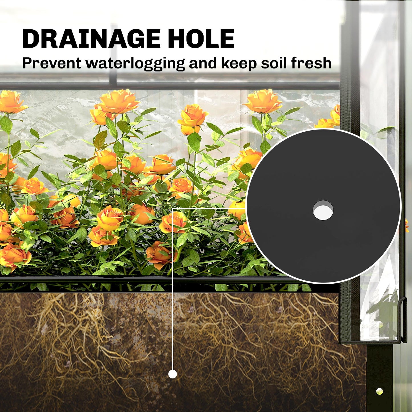Outsunny Raised Garden Bed with Flip-Up Greenhouse Cover, Metal Elevated Garden Bed with Legs and Drainage Hole, Outdoor Raised Planter Box for Vegetables Herbs Flowers, 39.4" x 18.9" x 52.8", Black