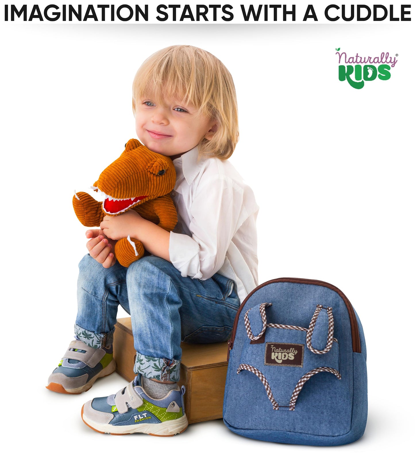 Naturally KIDS Dinosaur Backpack, Dinosaur Toys for Boys, 3 Year Old Boy Gifts, Toddler Backpack