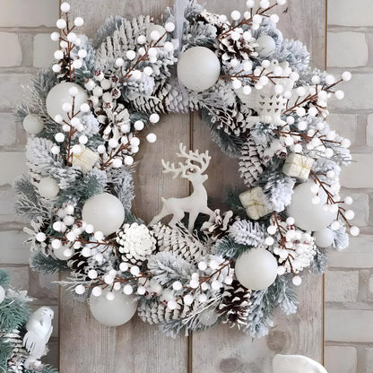 Rowfad 40 Pcs Artificial Berry Stems Branches, Christmas White Faux Holly Berries Picks Ornaments for Christmas Tree Wreath DIY Craft Decorations Holiday Home Decor (40, White)