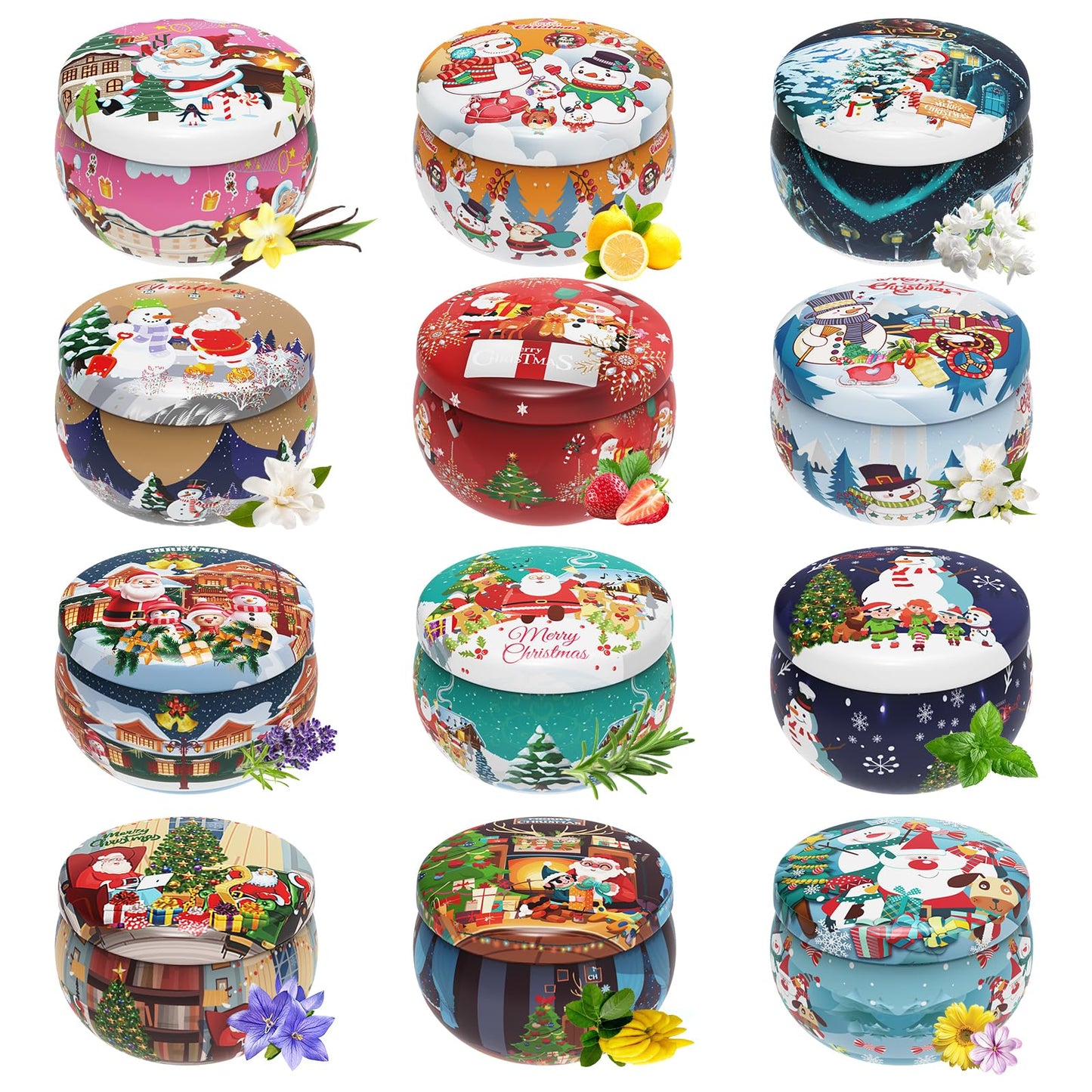 Christmas Candles Gifts for Women, Primevolve Scented Candles Set for 12 Bulk Home Aromatherapy, Strongly Fragrance Long Lasting Portable Travel Tin for Spa Bath Yoga