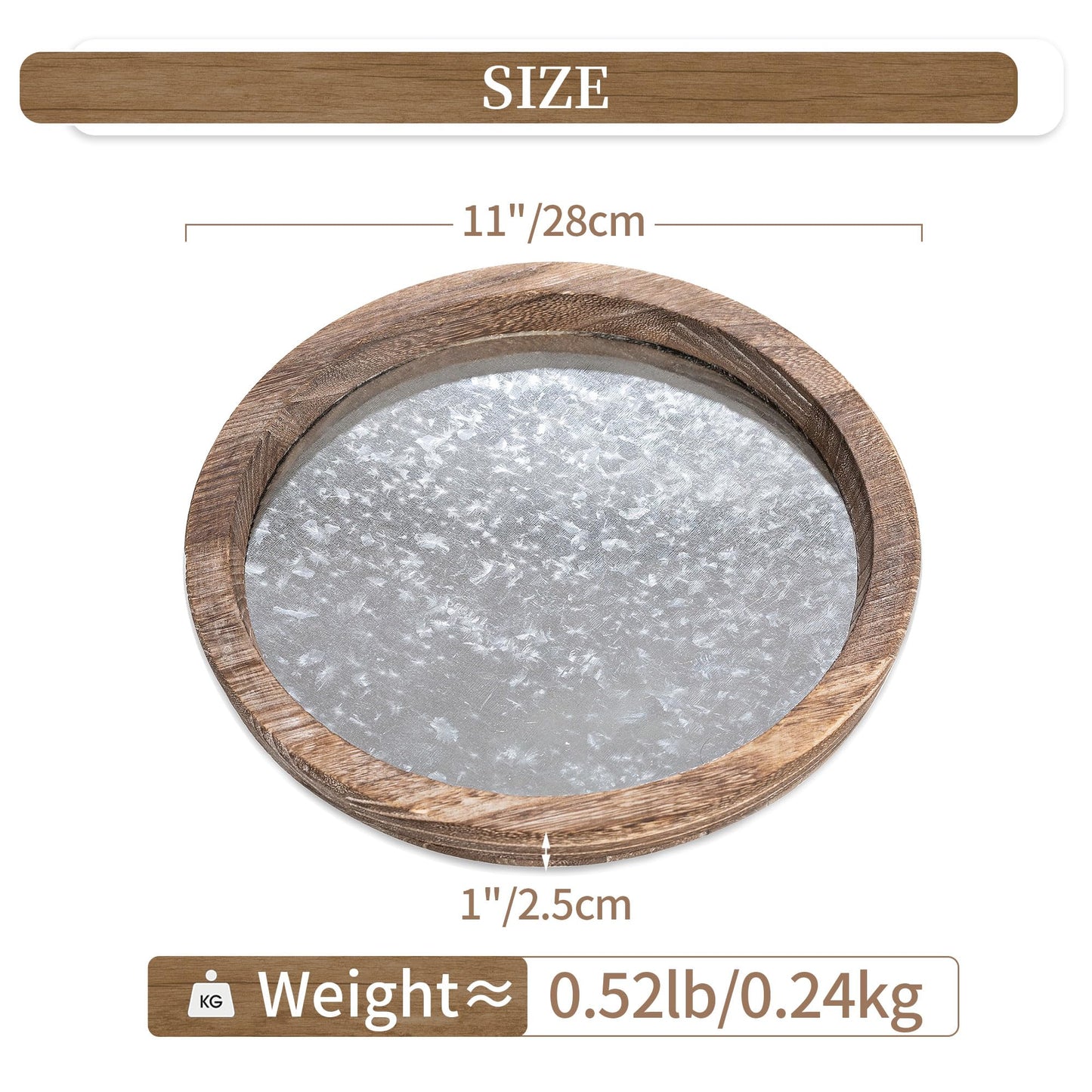 Hanobe Candle Plate Holder Tray: Round Wood Decorative Candle Plate - Rustic Farmhouse CoffeeTable Decor - Tealight Pillar Trays for Home Decor (Distressed Mirror)