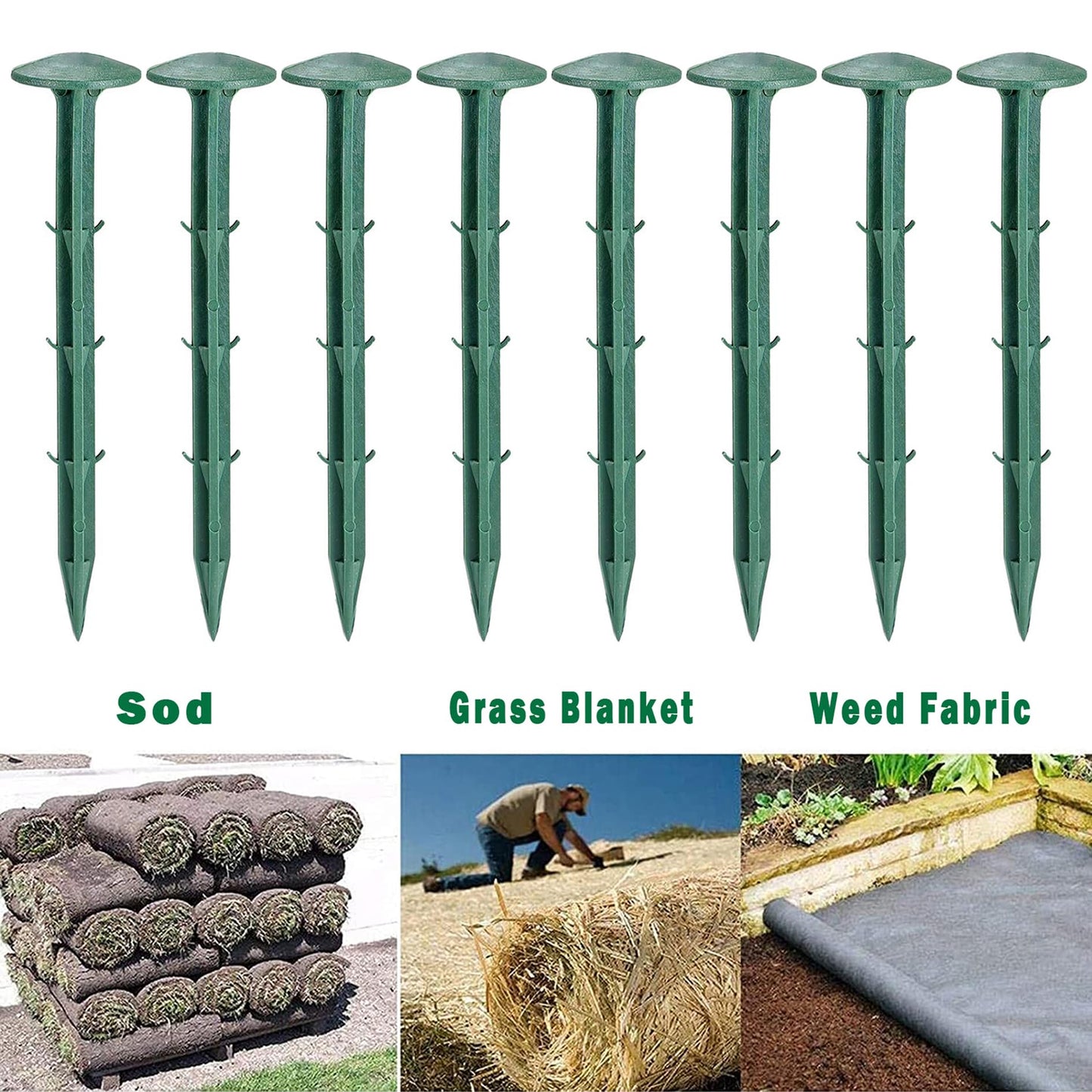 50/100/150 Pack 6 Inch Plastic Garden Lawn Stakes, Landscape Anchors Rustproof Spikes for Ground Lawn Edging, Weed Fabric, Tarp, Christmas Yard Decor, Camping Tent (100)