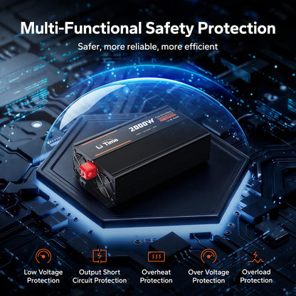 Litime 2000W Pure Sine Wave RV Inverter with 20ms Automatic Transfer Switch (ATS), 12V DC to 120V AC Converter for RV, Truck, Home, Camping - 4000W Surge Power, Remote Monitoring, USB & Type-C