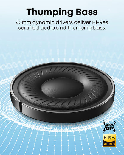 Soundcore by Anker Q20i Hybrid Active Noise Cancelling Headphones, Wireless Over-Ear Bluetooth, 40H Long ANC Playtime, Hi-Res Audio, Big Bass, Customize via an App, Transparency Mode (Pink)