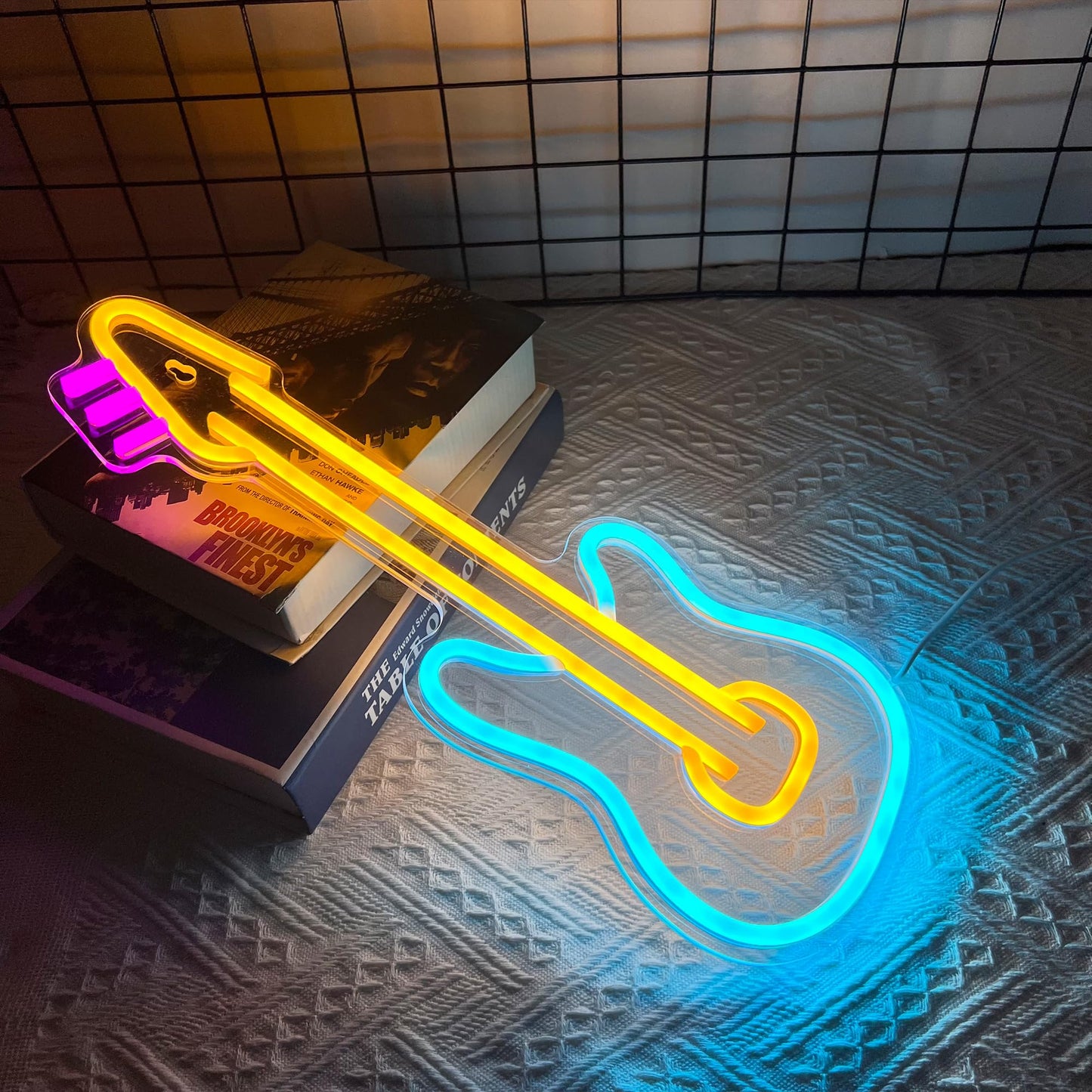 Attivolife Guitar Neon Sign, LED Acrylic Neon Lamp with USB for Music Lover, Bedroom Art Wall Music Studio Bar Decor, Best Birthday Christmas, Wedding, Party Gift, 16.83" * 6.31"(Pink+Yellow+Blue)