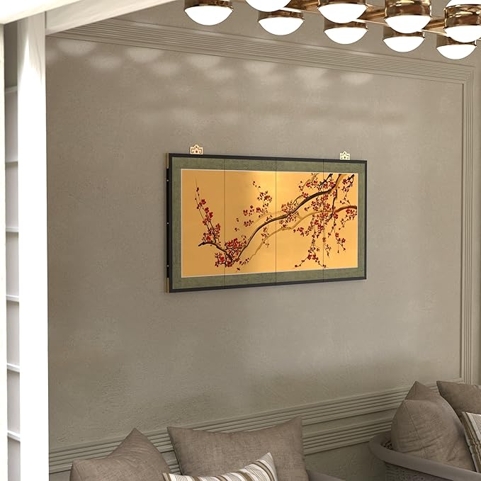 Oriental Furniture Plum Tree on Gold Leaf