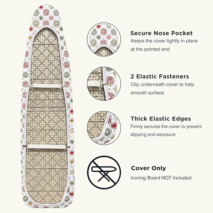 Ironing Board Cover and Pad 15"x54" Extra Thick Natural Cotton, Scorch and