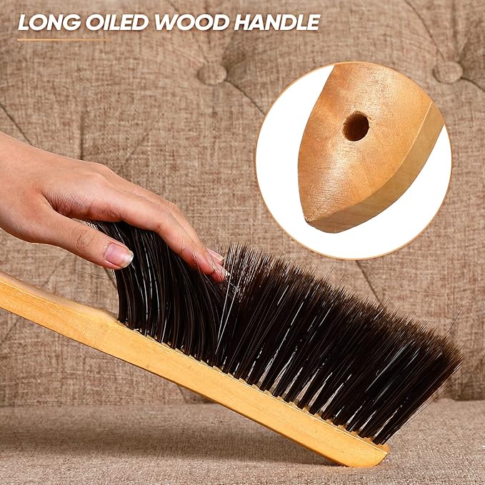 Patelai 2 Pieces Wooden Bench Brushes Fireplace Brush Natural Fiber Bench Soft