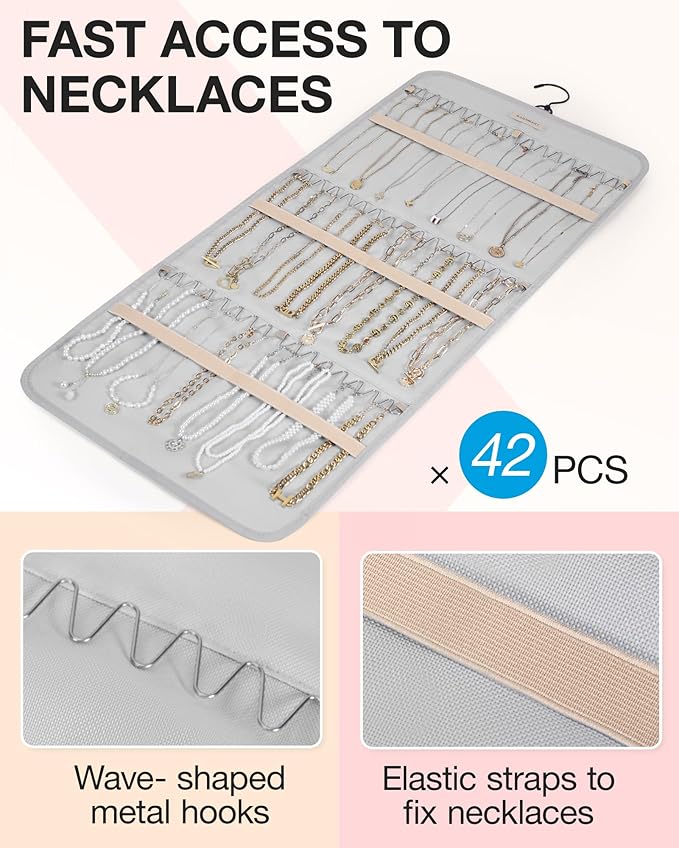 BAGSMART Hanging Jewelry Organizer Storage Roll
