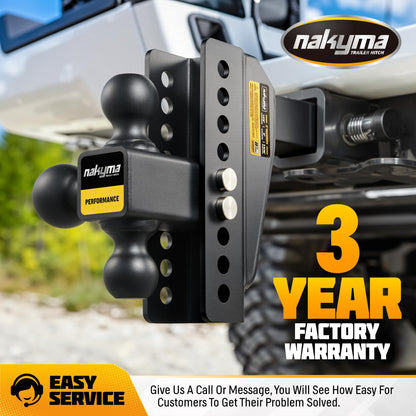 Adjustable Drop Hitch, 8 Inch Drop Down Trailer Hitch, Tri-Ball(1-7/8'', 2'', 2-5/16'') Tow Hitch, Fits 2-Inch Receiver, Max 16,500 LBS GTW - Truck Hitch with Double Anti-Theft Pins Locks
