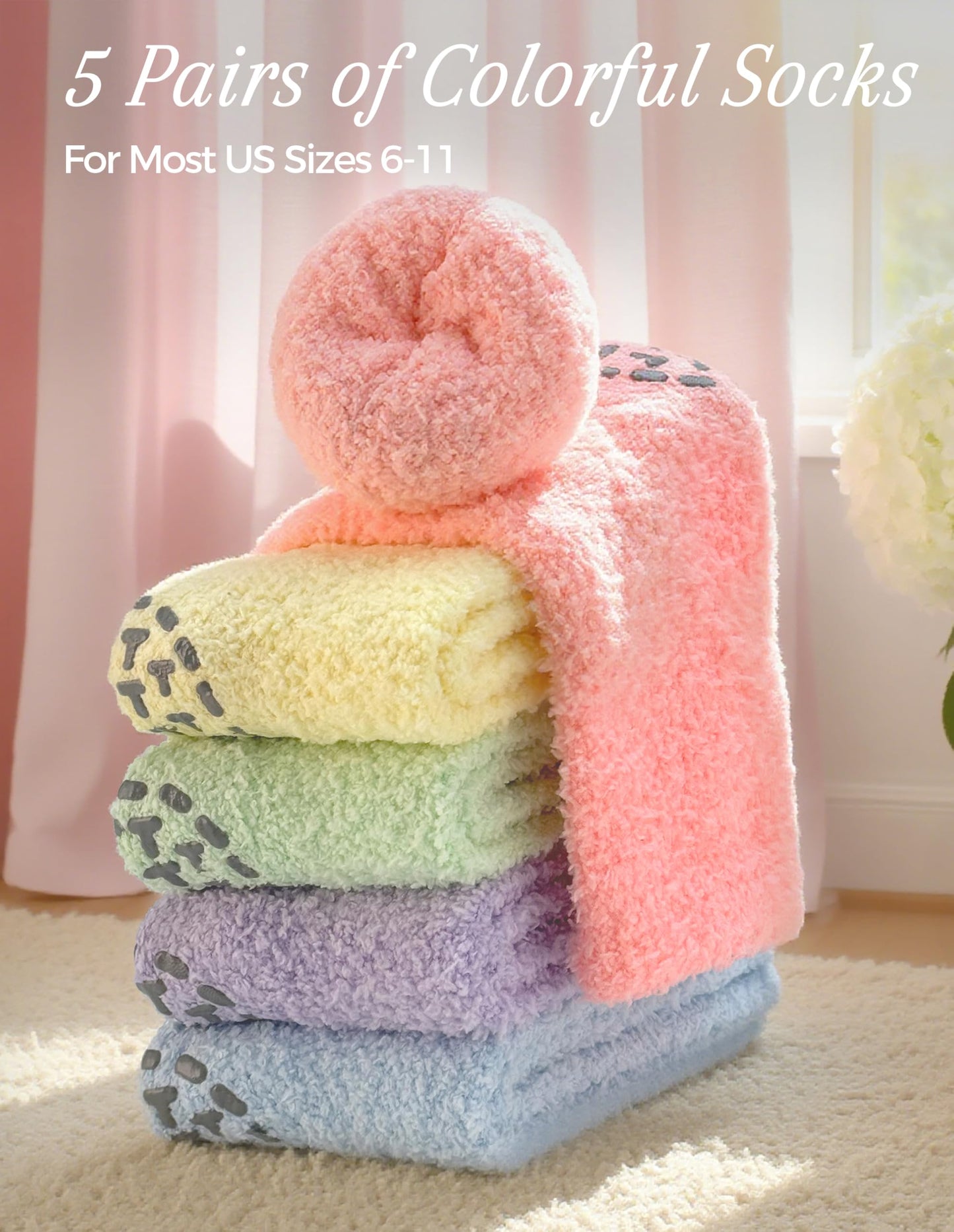 TEHOOK Warm & Cozy Valentines Gifts for Women, Fluffy Fuzzy Plush Sleeping Slipper Socks - Soft Warm Fabric