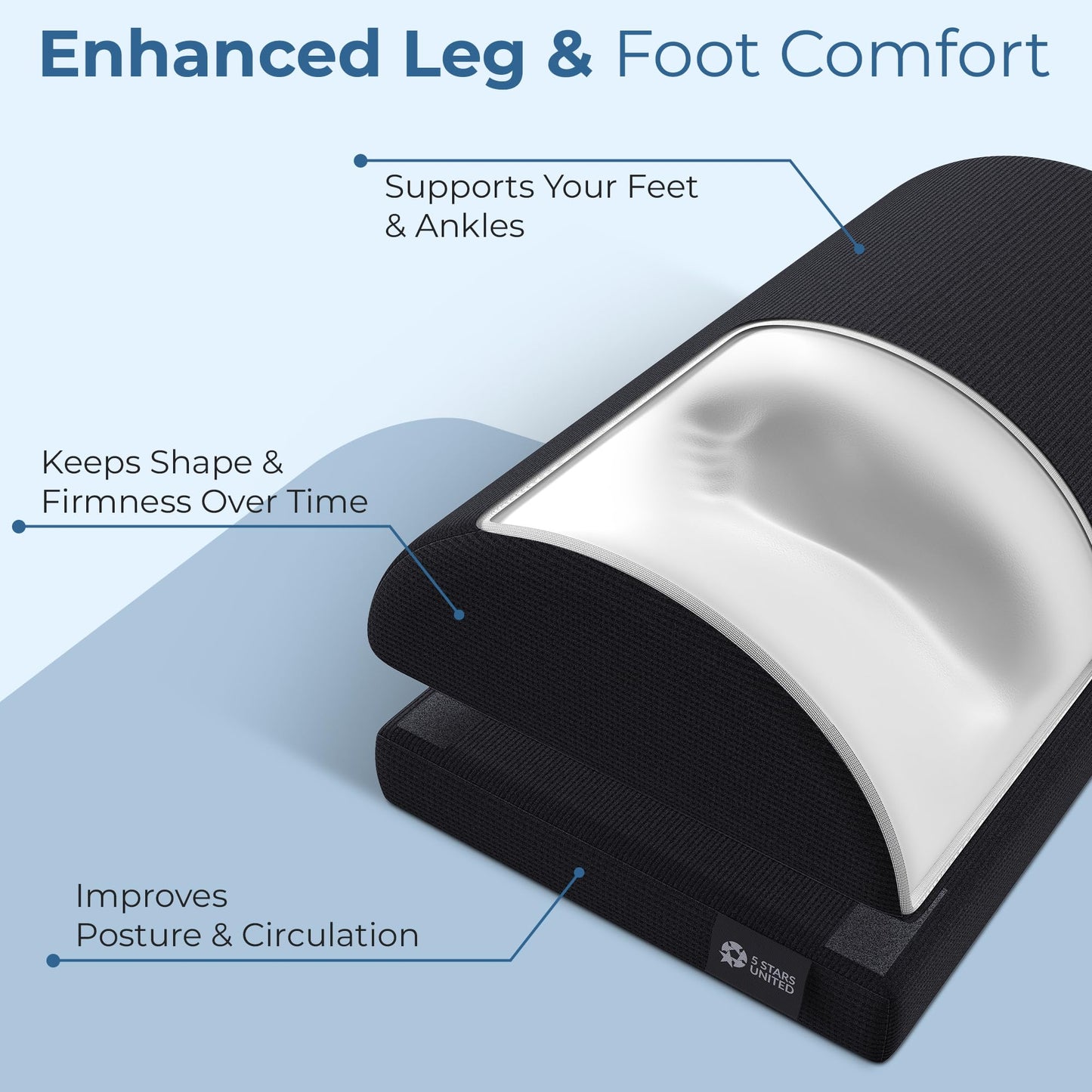 Foot Rest Under Desk Cushion - Adjustable Height 15 cm - Foot Stool - Premium Ergonomic Pad for Extra Leg Support - Breathable Mesh Cover - Non-Slip Bottom - Home Office Accessories